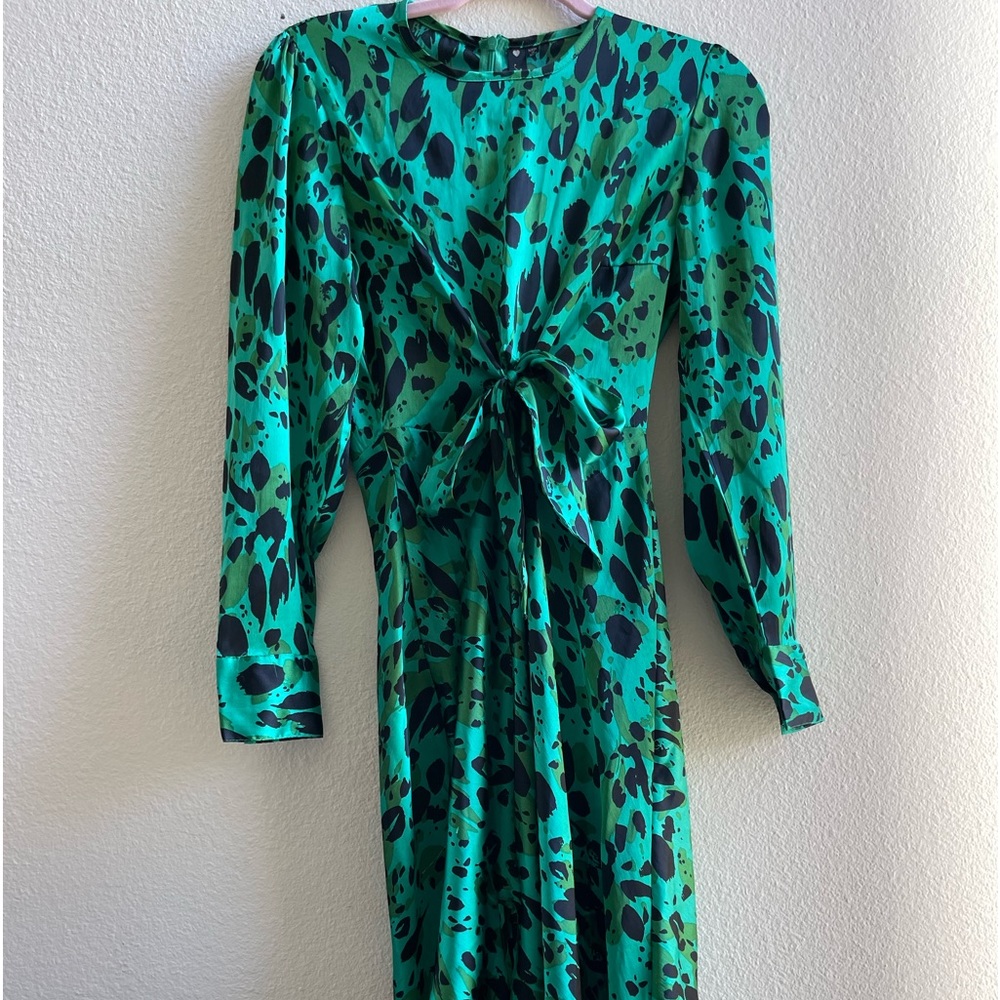 Influence Green Black Animal print midi dress Size 8